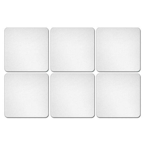 Square Sublimation Blanks Coasters for Drinks Heat Transfer Cup Coasters for Home Decor,Set of 6 White Ceramic Stone Coaster Set with Cork Backing Pads 